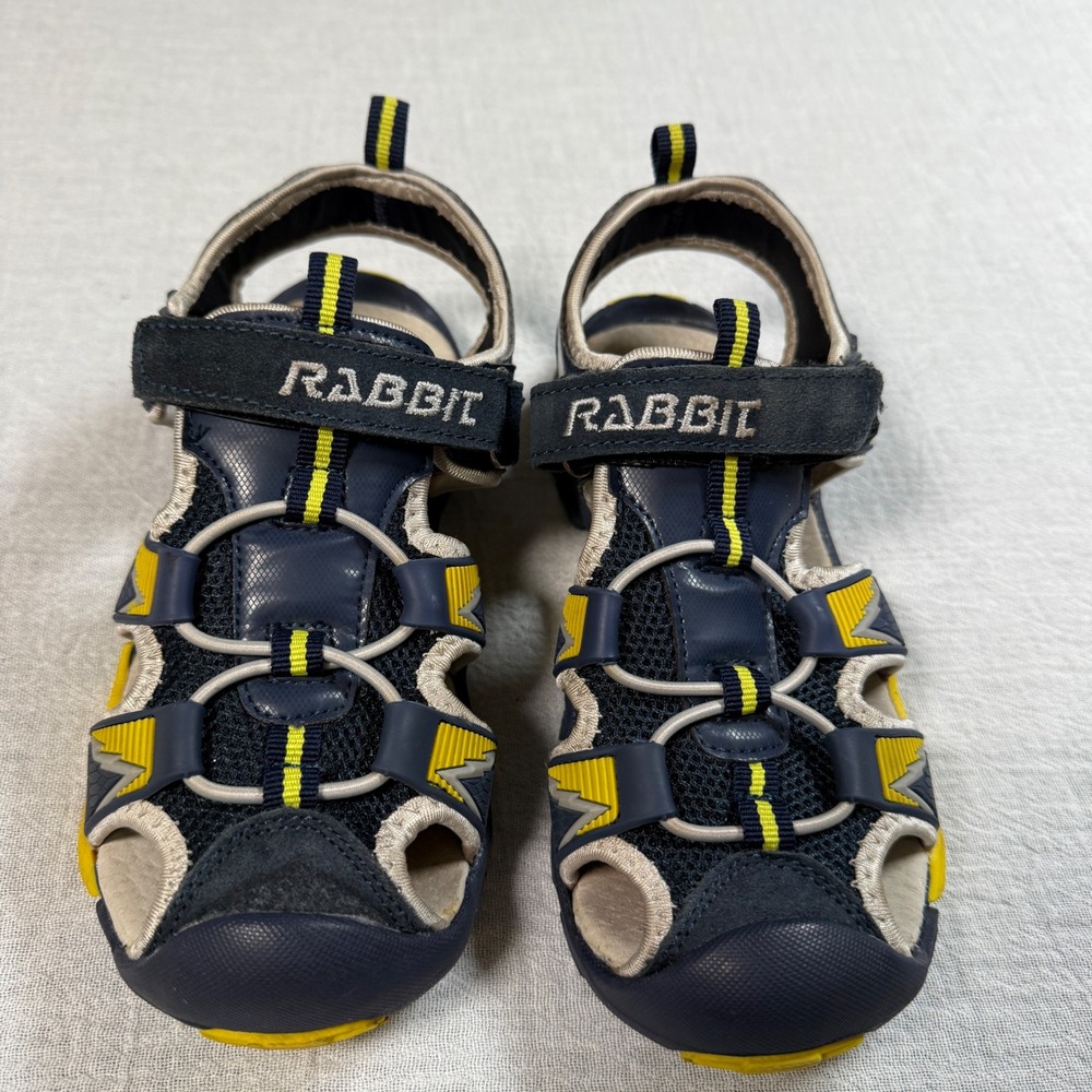 Rabbit Kids‎ Navy Blue Yellow Sport Water Shoes Sandals Size 33 Closed Toe
